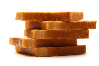 beyaz arkaplanda ekmek dilimleri