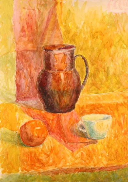 Watercolor still life with drapery — Stock Photo, Image