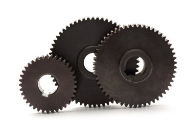 beyaz zemin üzerine çelik cogwheels