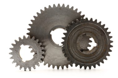 beyaz zemin üzerine çelik cogwheels