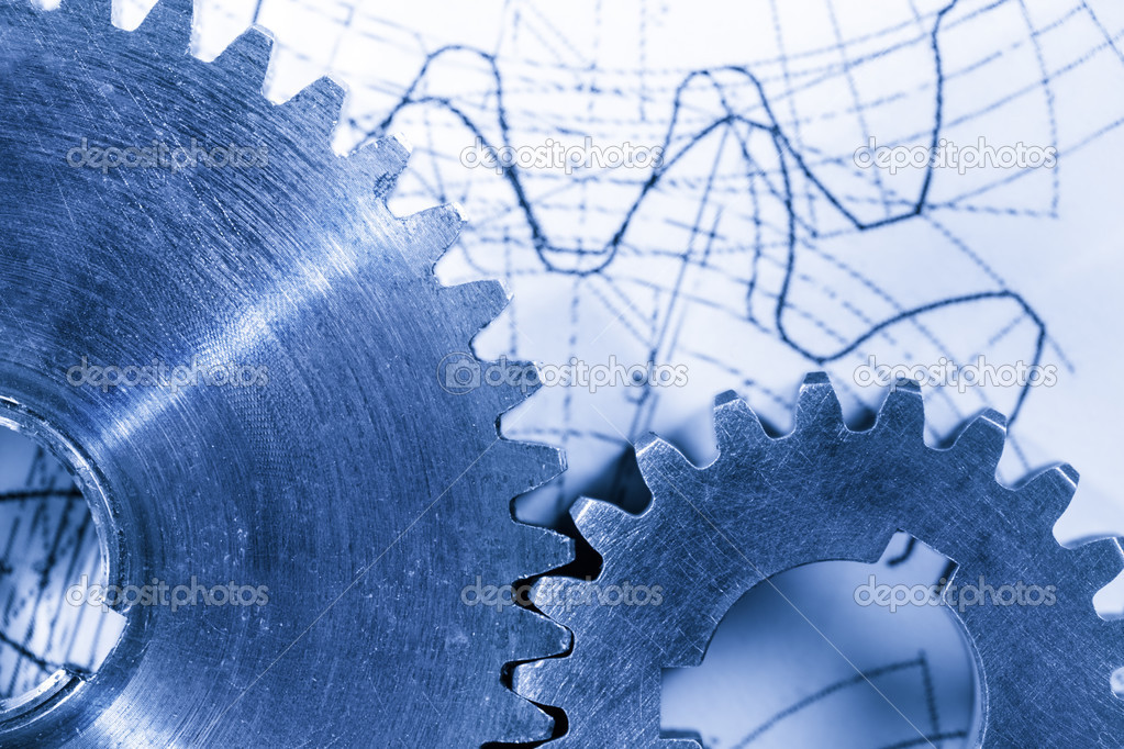 Стальные шестерни в соединении по чертежу — Стоковое фото © Garsya ...