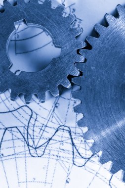bağlantı üzerinde çizim olarak çelik cogwheels