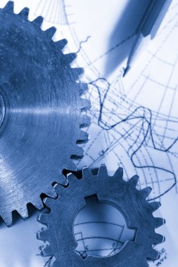 bağlantı üzerinde çizim olarak çelik cogwheels
