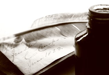 kuş tüyü ve inkpot eski kitap