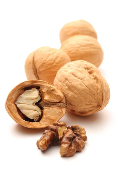 Heap of walnuts on white — Stock Photo, Image