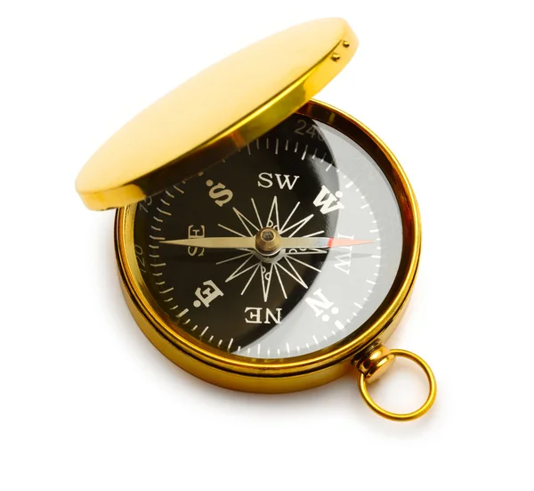 Золотой винтажный компас — стоковое фото