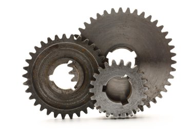 beyaz zemin üzerine çelik cogwheels