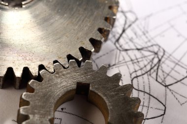 bağlantı üzerinde çizim olarak çelik cogwheels