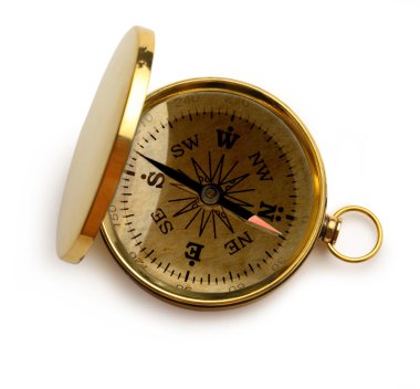 beyaz zemin üzerinde tek Altın Pusula