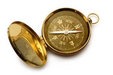 beyaz zemin üzerinde tek Altın Pusula