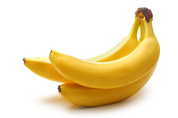 Three ripe bananas on white background — Stock Photo, Image