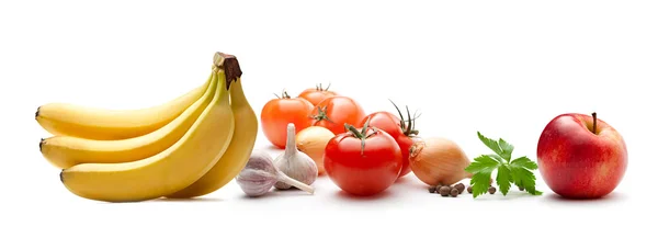 Vegetables and fruit on the white background — Stock Photo, Image