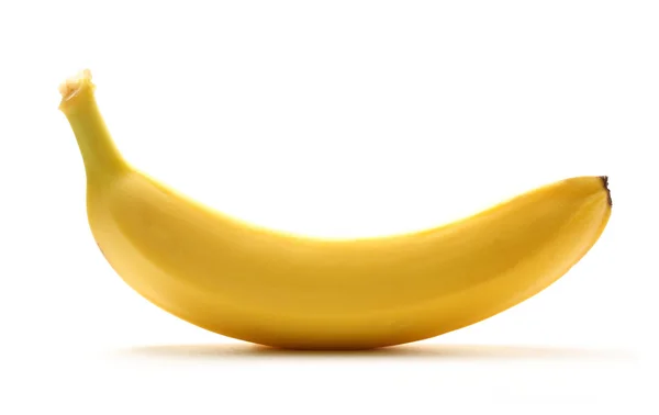 Single ripe banana on white background — Stock Photo, Image