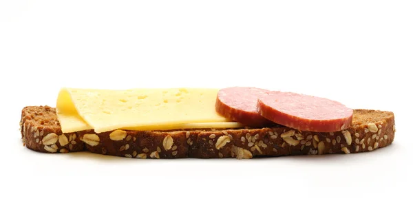 与切片奶酪和芥末的三明治 — 图库照片