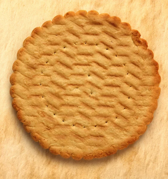 Ronde koekje op gekleurde achtergrond — Stockfoto