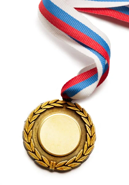 Metal medal with tricolor ribbon — Stock Photo, Image