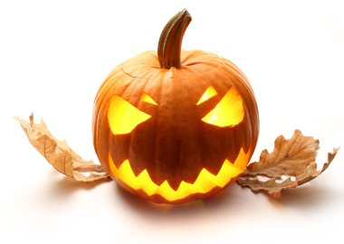 kızgın halloween kabak ile meşe yaprakları