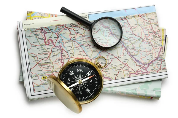 Fahrplan und Kompass — Stockfoto