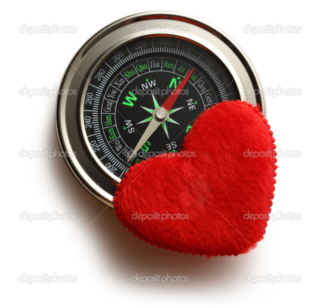 Compass and red heart