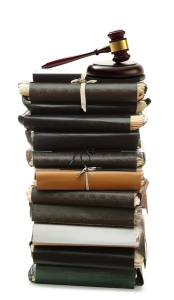 Paper folders and gavel — Stock Photo, Image