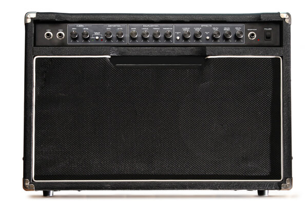 Guitar amplifier on white background