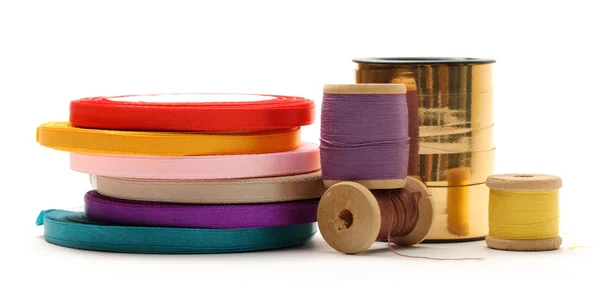 Bobbins and reels of ribbon — Stock Photo, Image