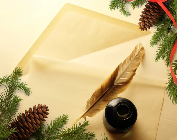 Christmas decoration on envelope — Stock Photo, Image