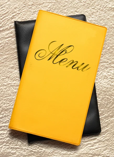 Жовтий меню книги — стокове фото