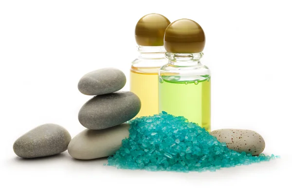 Stones, sea salt and shampoo — Stock Photo, Image