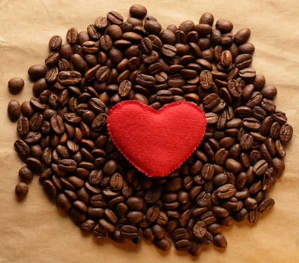 Coffee beans with heart — Stock Photo, Image