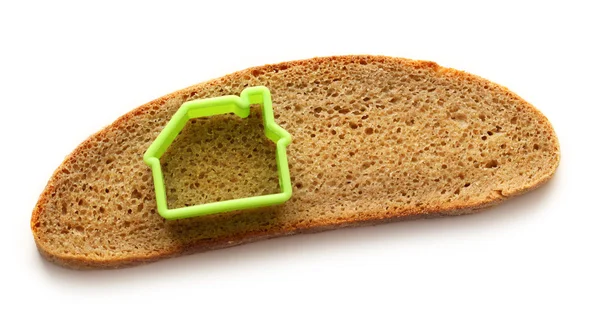Rebanada de pan en forma de casa — Foto de Stock