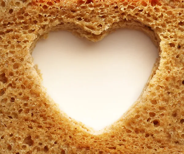 Fetta di pane e cuore — Foto Stock