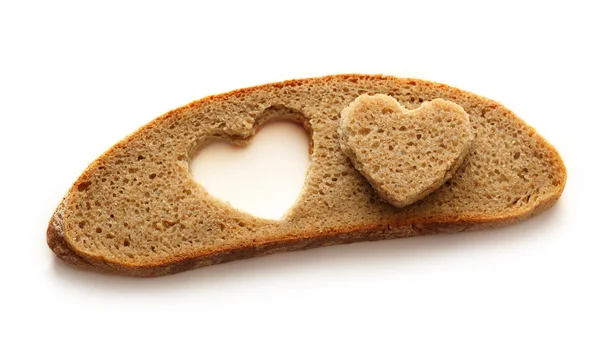 Sneetje brood en hart — Stockfoto