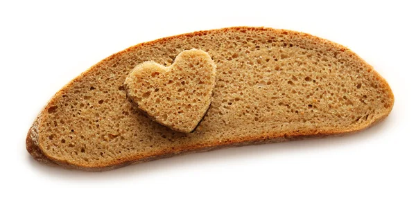 Bread slice and heart — Stock Photo, Image
