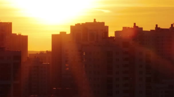 Golden sunset over a sity — Wideo stockowe