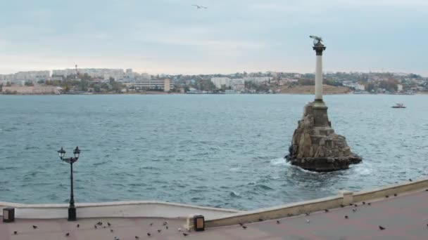 Sivastopol 'daki Batık Gemiler Anıtı — Stok video