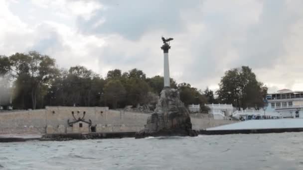 Pomnik zatopionych statków w Sewastopolu — Wideo stockowe