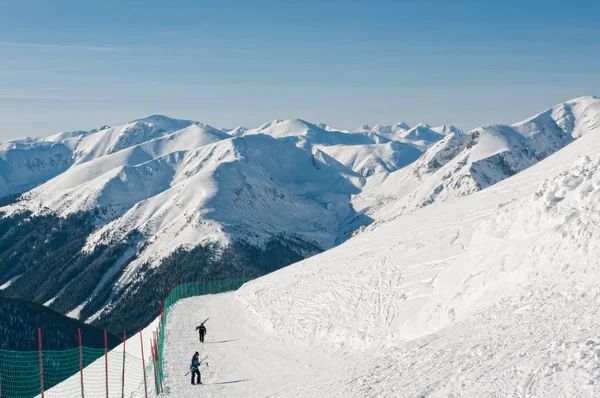 Skiers on Kasprowy Peak. Royalty Free Stock Photos