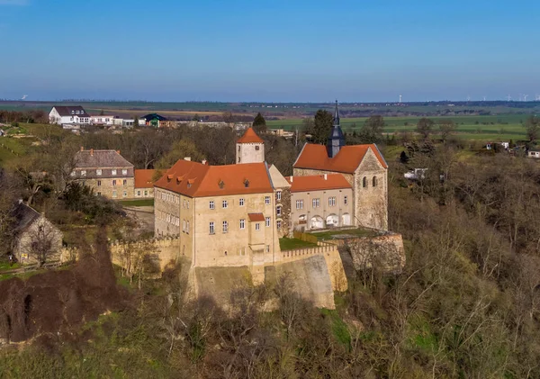 Aerial View Goseck Castle Monastery Complex Saxony Anhalt Germany — Foto de Stock