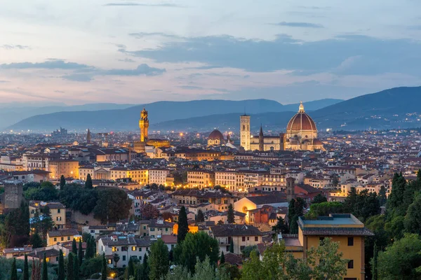 Wieczorny Widok Stare Miasto Katedrę Florencji Kopułą Brunelleschi Włochy — Zdjęcie stockowe