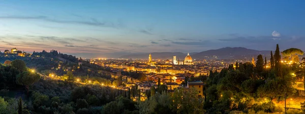 Wieczorna Panorama Starego Miasta Katedry Florencji Kopułą Brunelleschi Włochy — Zdjęcie stockowe