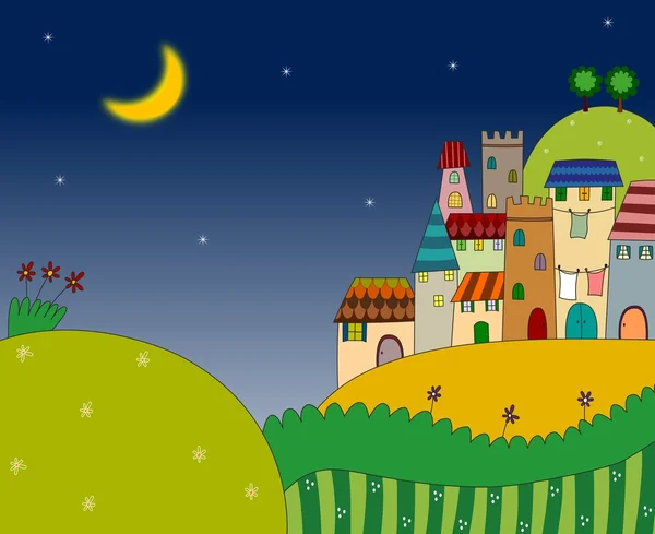 Paisaje noche de dibujos animados — Foto de Stock