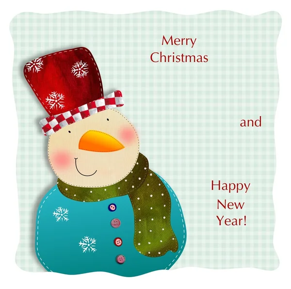 Χιονάνθρωπος. Χριστουγεννιάτικη κάρτα — Φωτογραφία Αρχείου