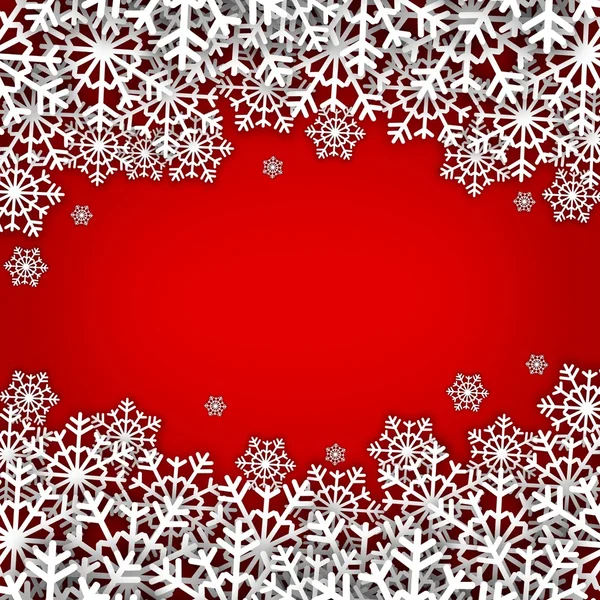 Snöflingor på röd bakgrund — Stockfoto
