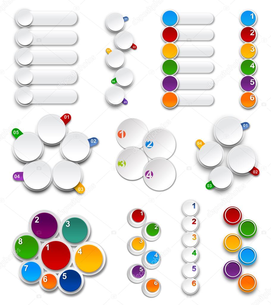 Set of palettes. Numbered infographics list design