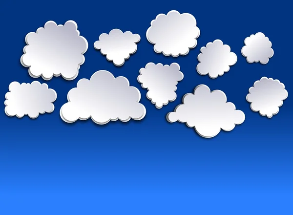 Nubes blancas en el cielo azul. Efecto de corte de papel — Foto de Stock