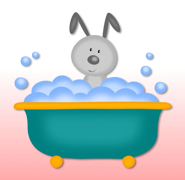 Bunny makes bath time — Stock Photo, Image