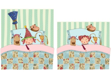 küçük cadı oyuncaklar ile sleeping