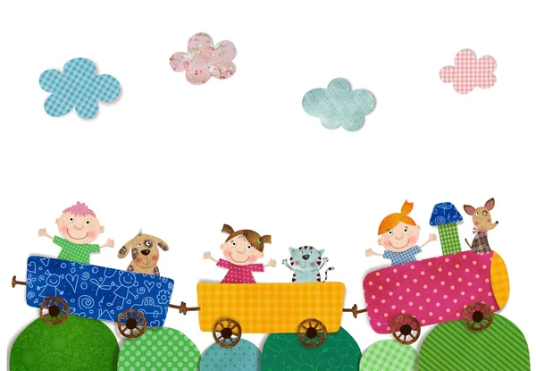 çocuklar tren ile seyahat