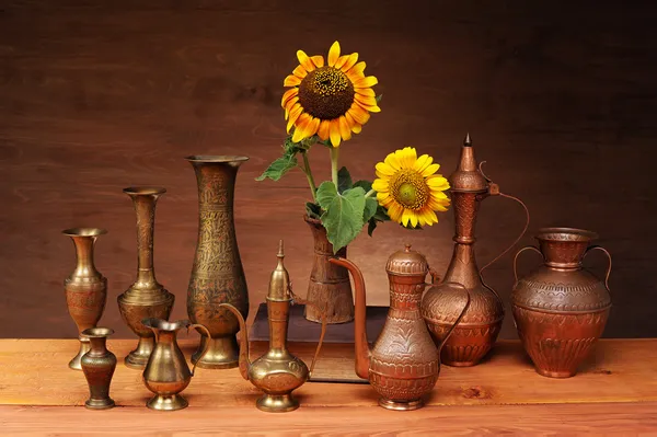 Arab style brass jugs — Stock Photo, Image